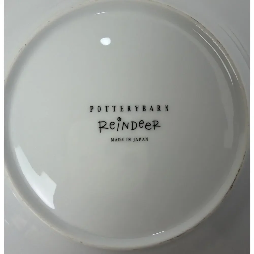 Pottery Barn Reindeer Set of 4 Salad Dessert Plates Vixen Dasher Dancer Prancer